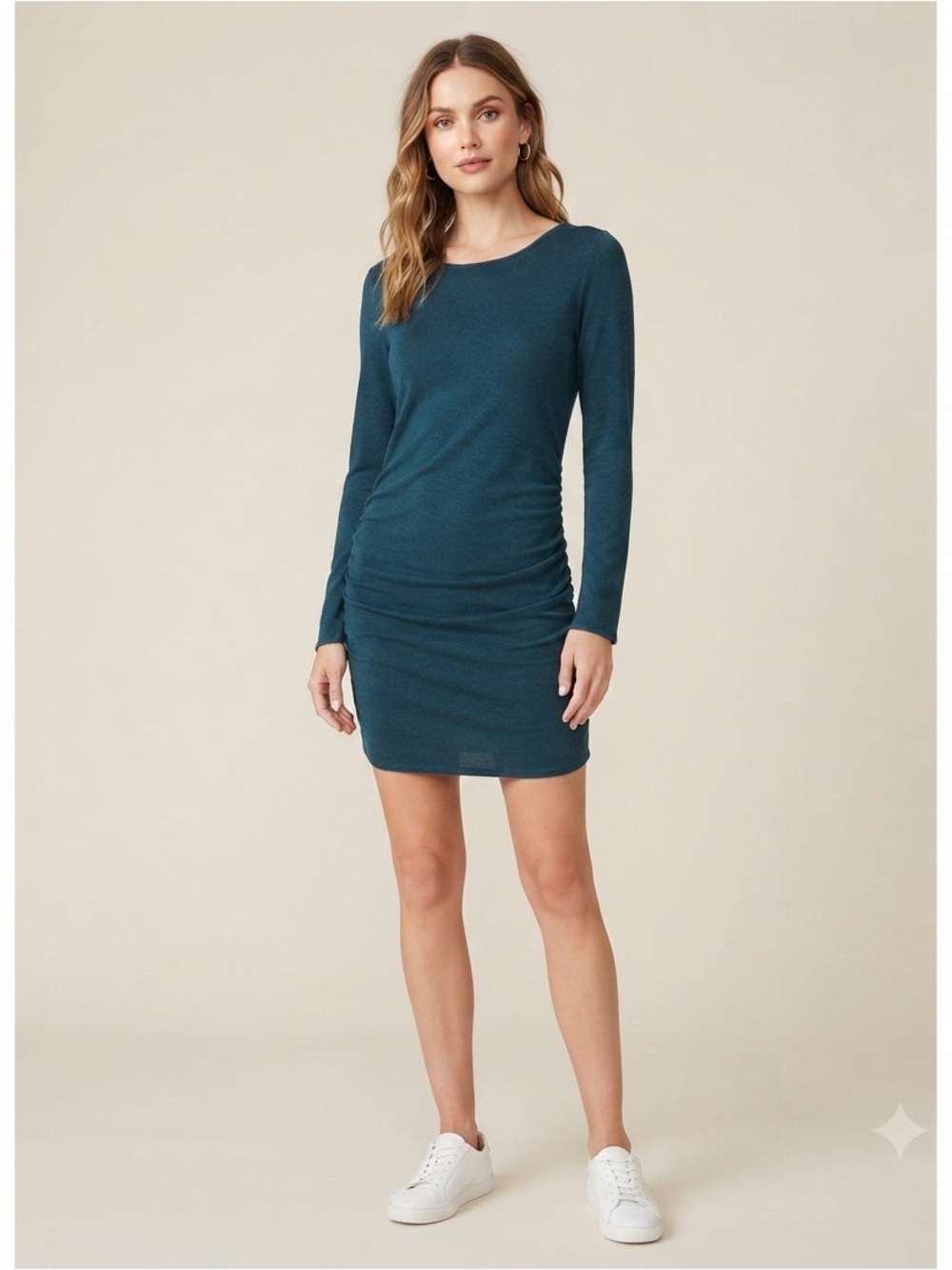 RACHEL Rachel Roy Long Sleeve Teal Bodycon Ruched Sweater Dress XL